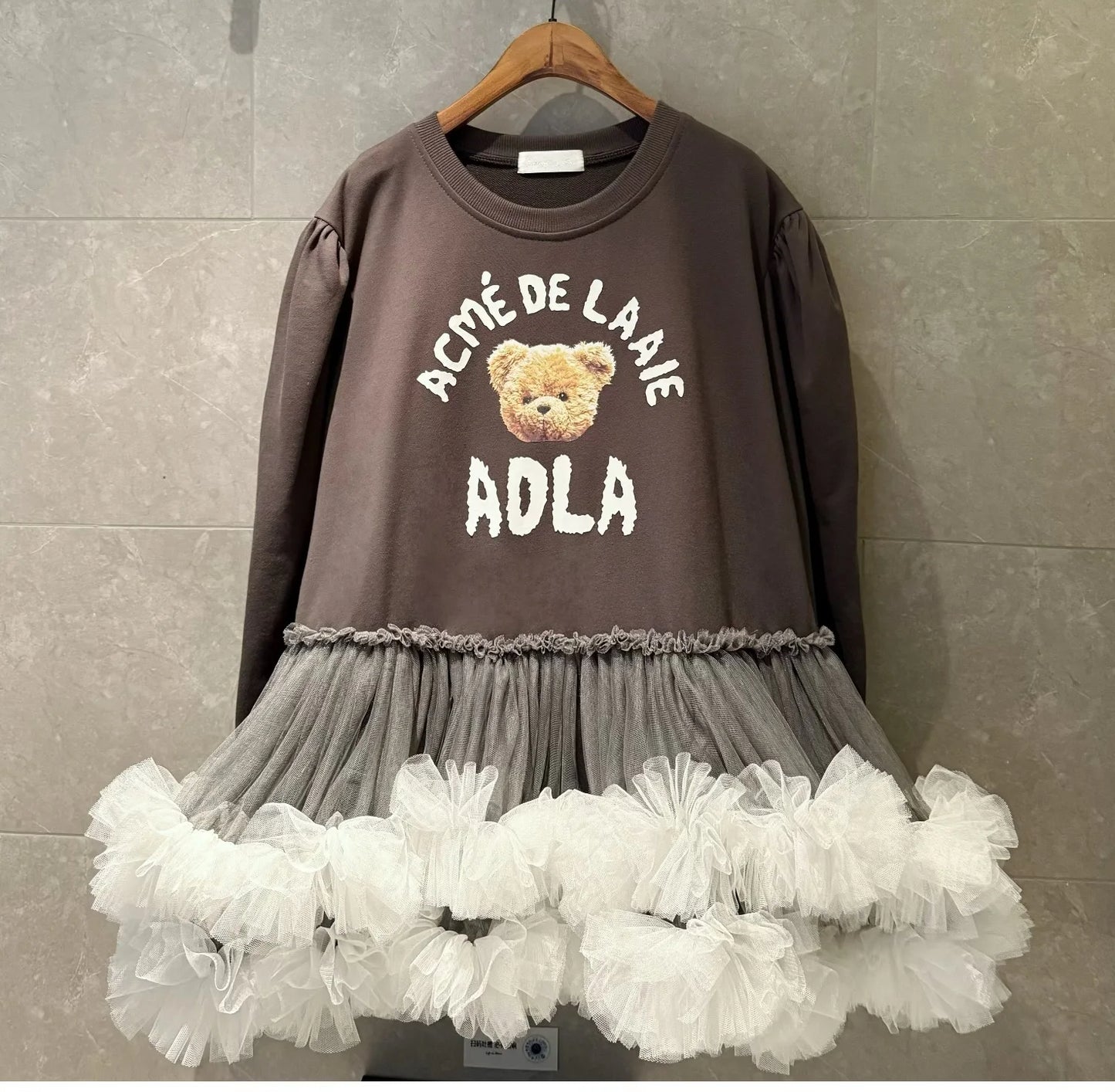 Bear Bubble Mesh Tutu Sweatshirt Dress