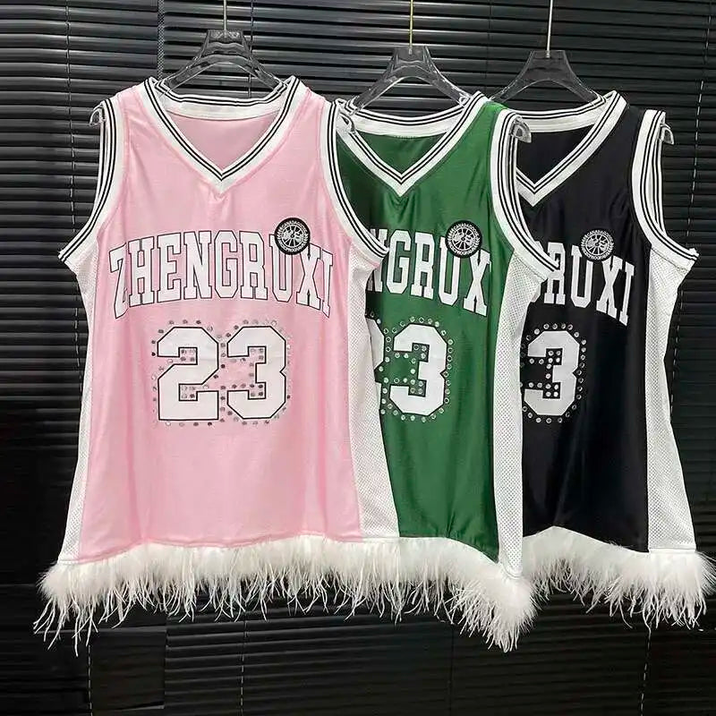 Sport Style Feather Jersey Dress