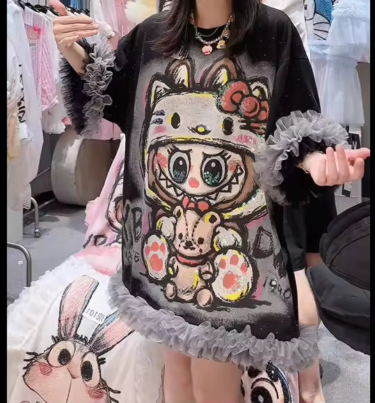 Sexy Cartoon Splicing T-shirt Dress