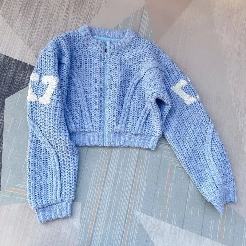 Blue Knitting Two Piece Set