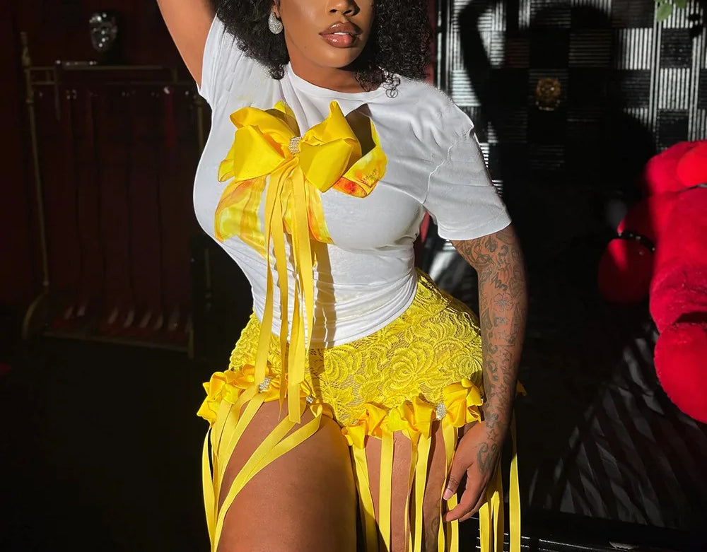 Bow Lover Lace Short Set