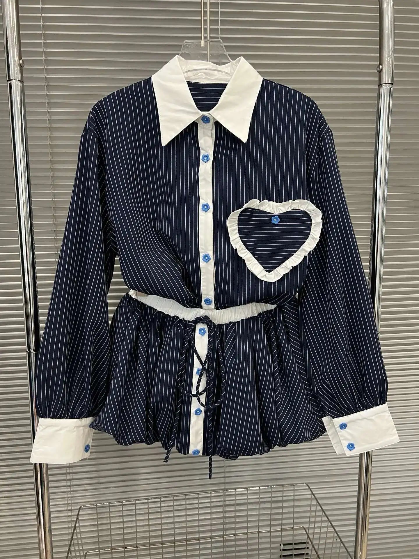 Love Stripe Two Piece Skirt Set
