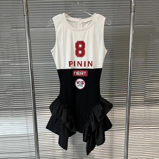 Soccer Girl Contrast Color Vest Dress
