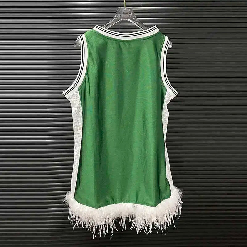 Sport Style Feather Jersey  Dress