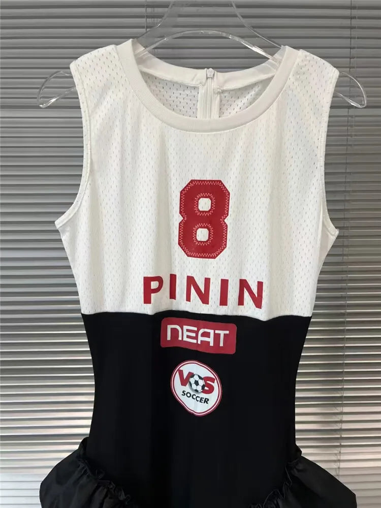 Soccer Girl Contrast Color Vest Dress