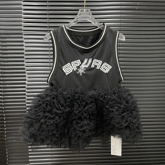 Spliced Puff Jersey Girl Sleeveless T-Shirt